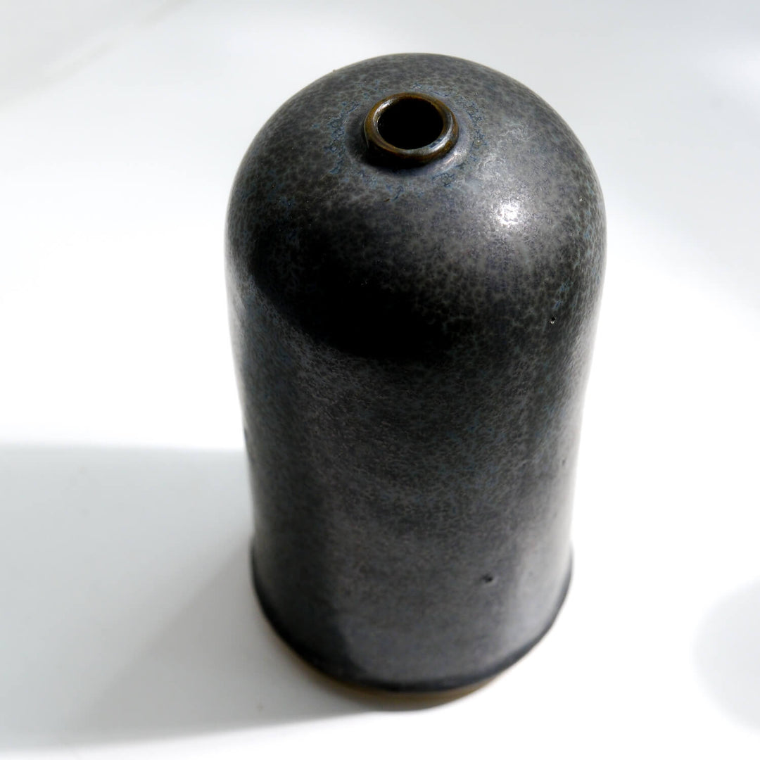 Jun Hojo, Vase dunkelgrau | Japanische Keramik aus Mashiko (JH01)
