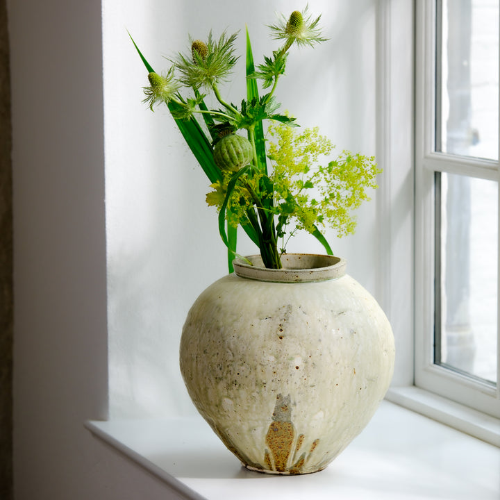 Marco Minetti, Buncheong vase, Korean-style, greenish | ash glaze (MM02)