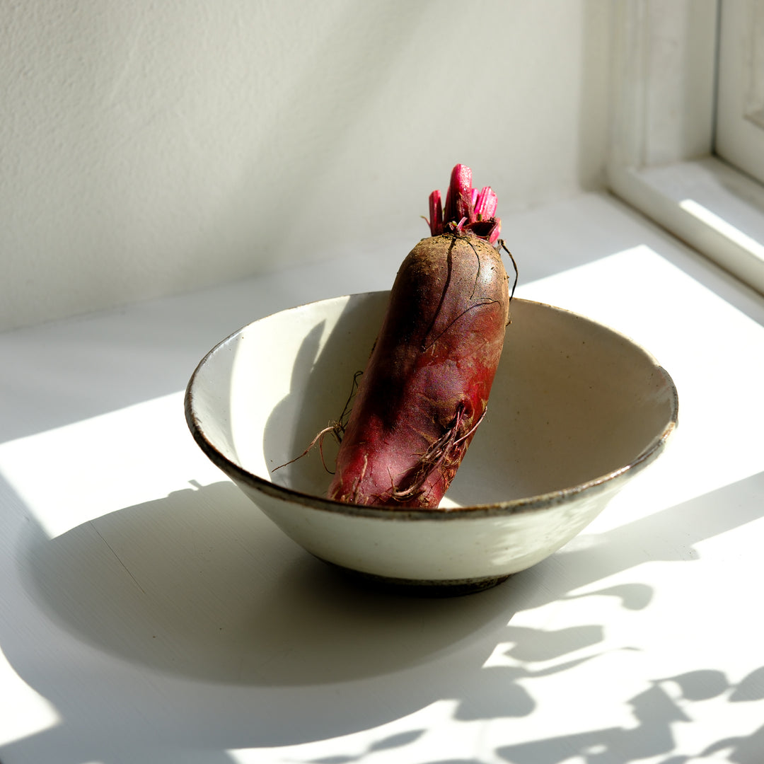 Marco Minetti, Korean sabal, serving bowl, white | feldspar glaze (MM12)