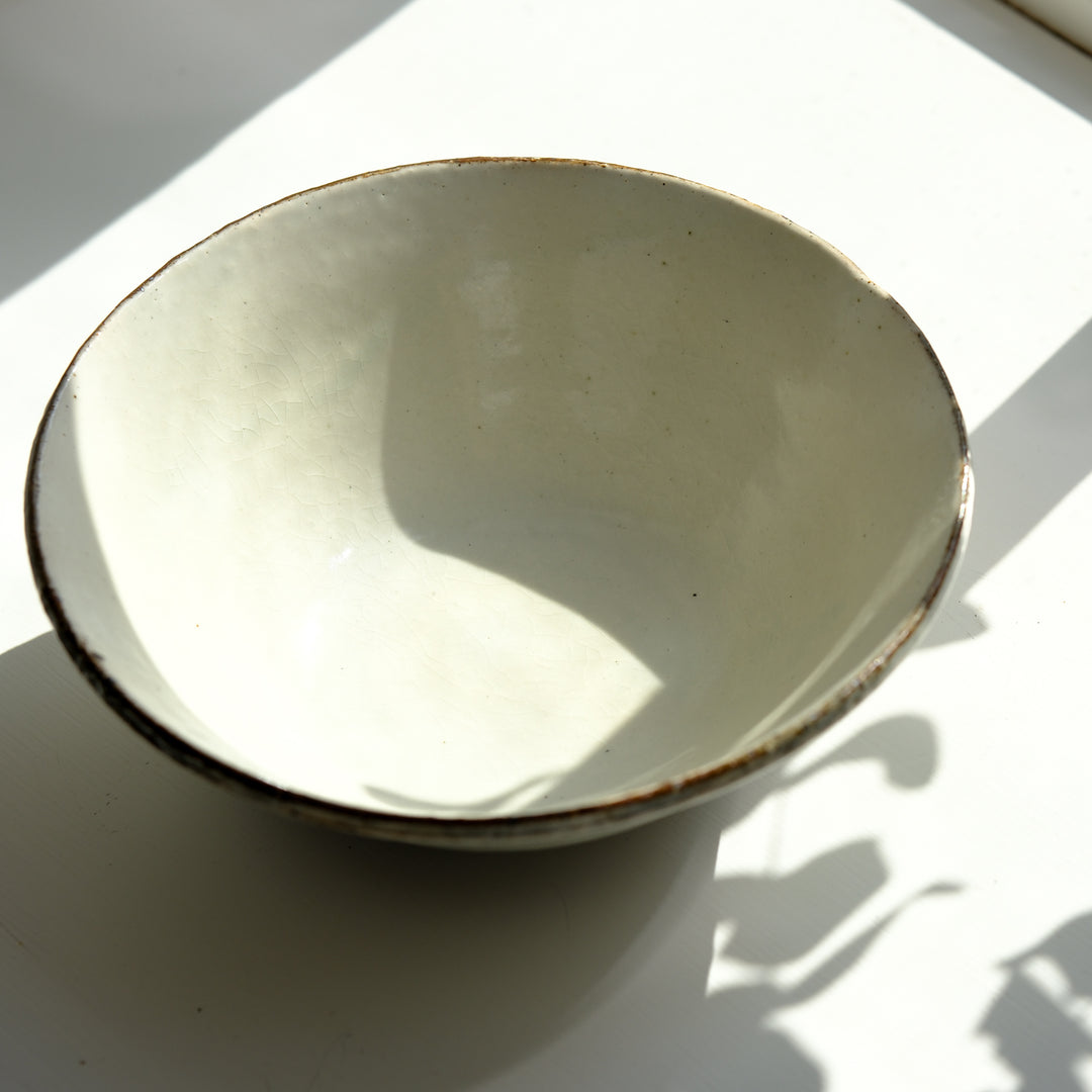 Marco Minetti, Korean sabal, serving bowl, white | feldspar glaze (MM12)