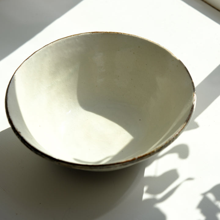 Marco Minetti, Korean sabal, serving bowl, white | feldspar glaze (MM12)