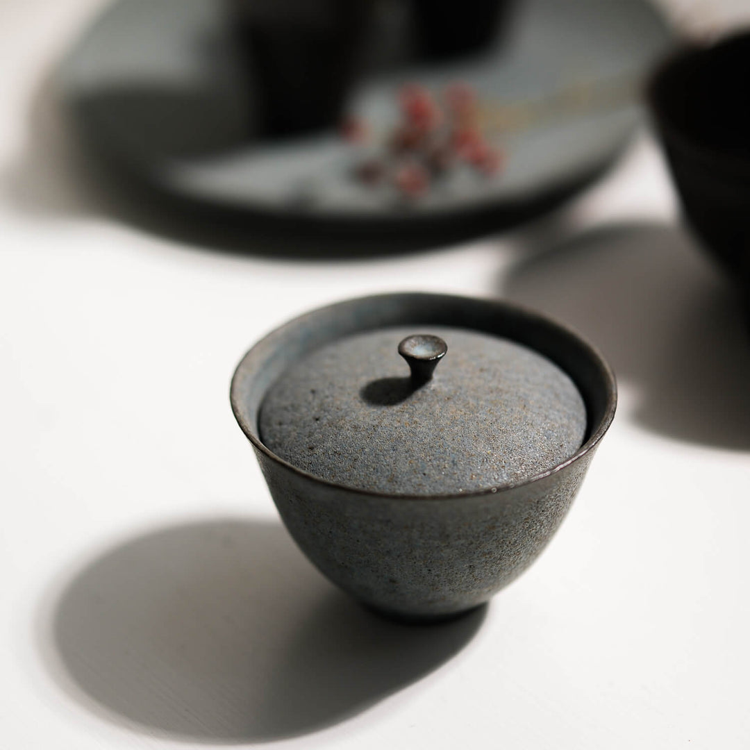 Saeam Kwon, Keramik, chinesischer Gaiwan | grau petrol (SK23)