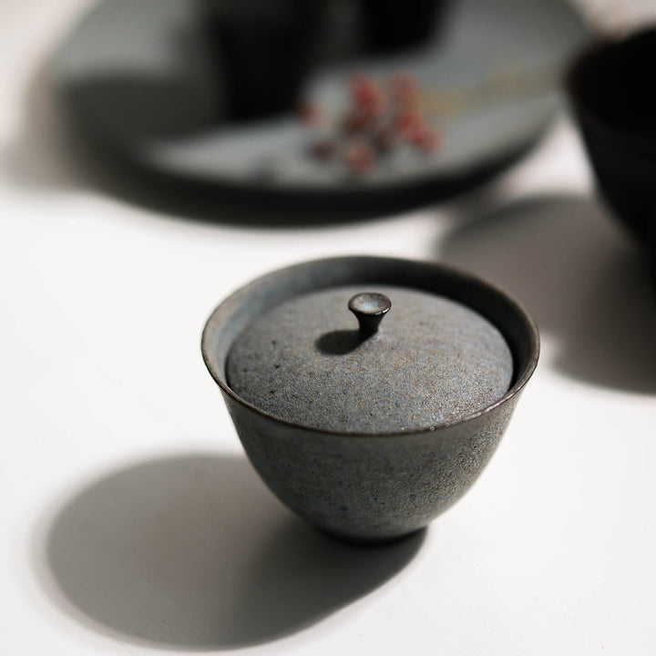 Saeam Kwon, Keramik, chinesischer Gaiwan | grau petrol (SK23)