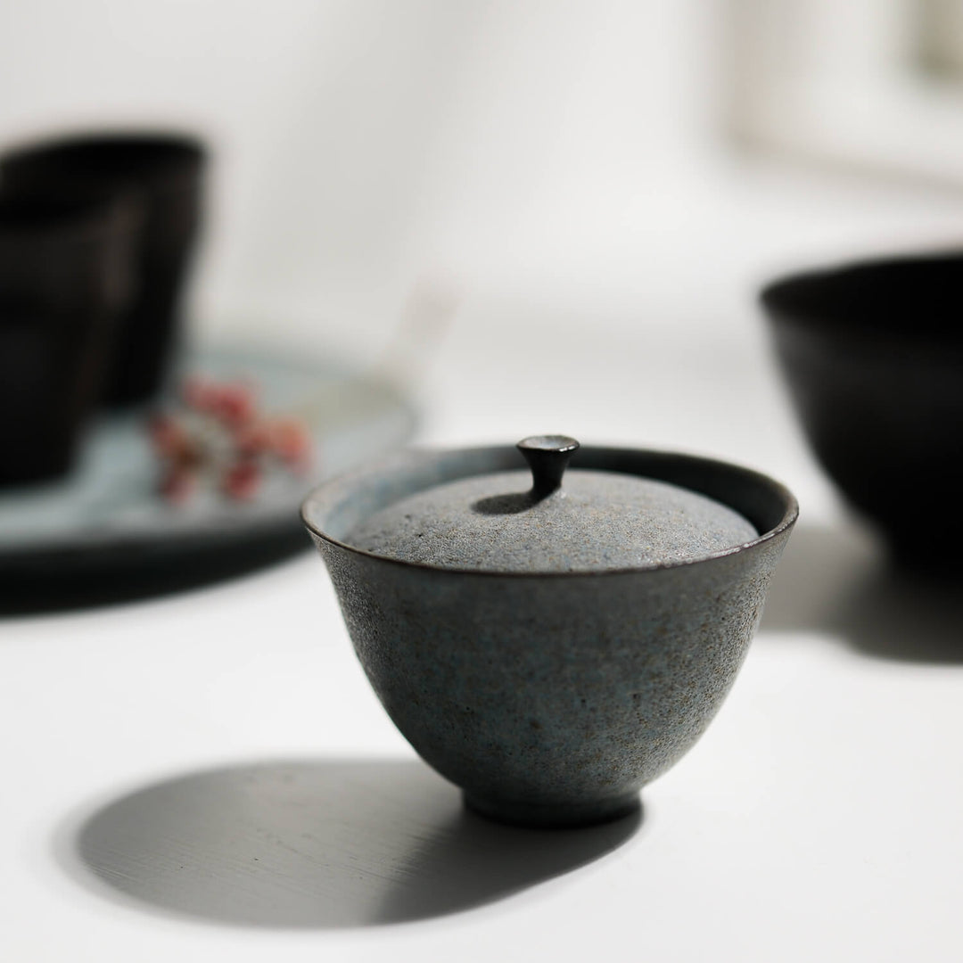 Saeam Kwon, Keramik, chinesischer Gaiwan | grau petrol (SK23)