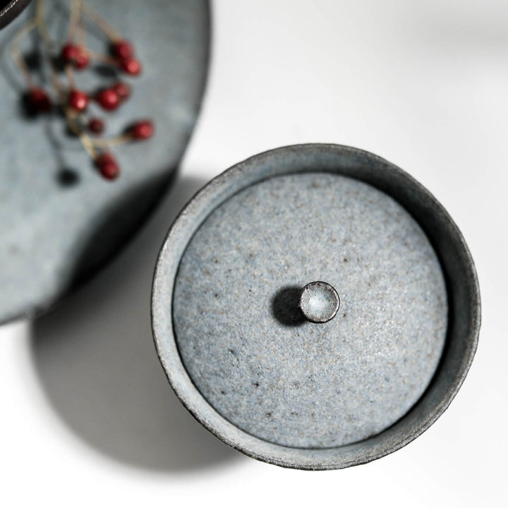 Saeam Kwon, Keramik, chinesischer Gaiwan | grau petrol (SK23)