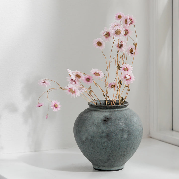Saeam Kwon, Keramik, Vase, Moon Jar, klein | grau petrol  (SK25)