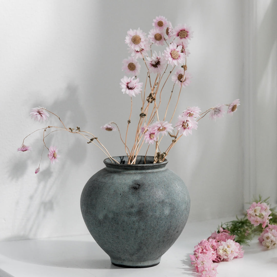 Saeam Kwon, Keramik, Vase, Moon Jar, klein | grau petrol  (SK25)