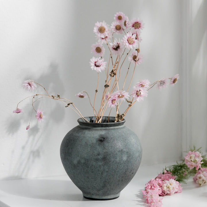 Saeam Kwon, Keramik, Vase, Moon Jar, klein | grau petrol  (SK25)