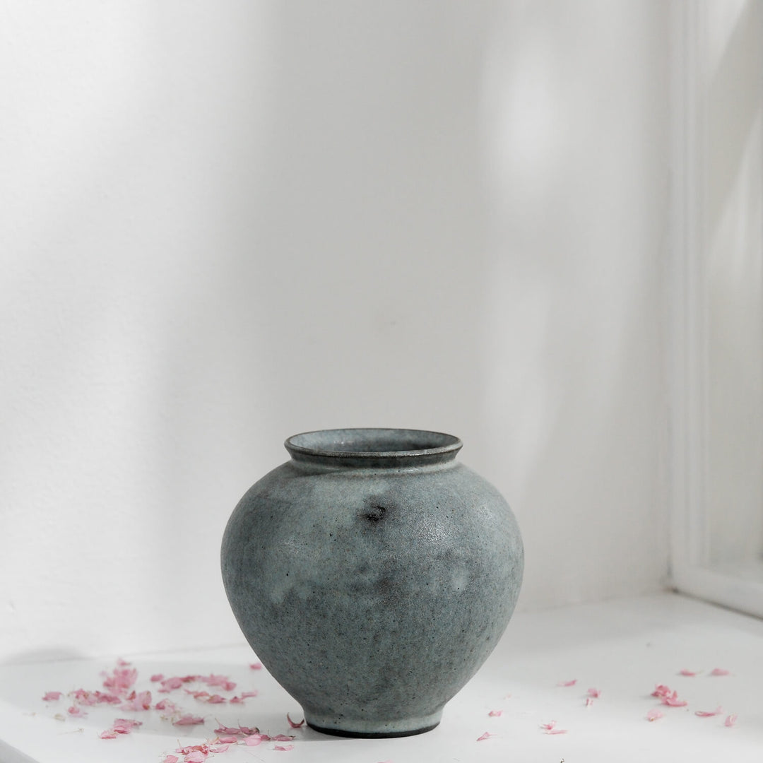 Saeam Kwon, Keramik, Vase, Moon Jar, klein | grau petrol  (SK25)