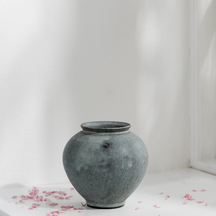 Saeam Kwon, Keramik, Vase, Moon Jar, klein | grau petrol  (SK25)