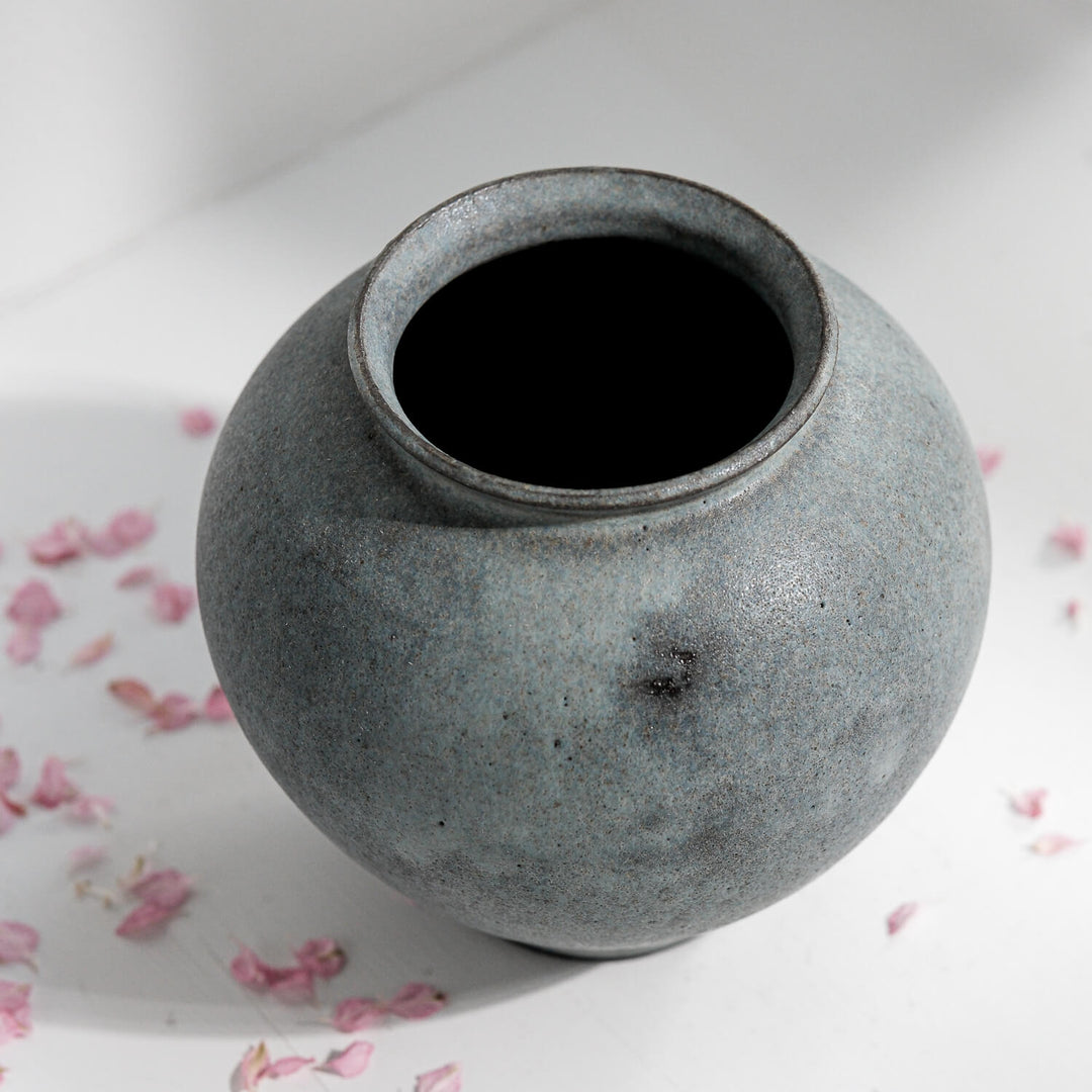 Saeam Kwon, Keramik, Vase, Moon Jar, klein | grau petrol  (SK25)