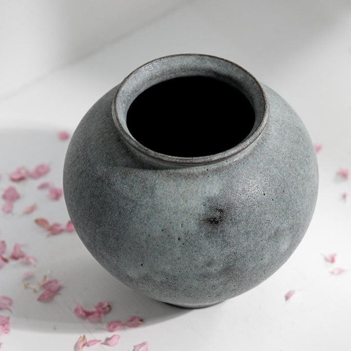 Saeam Kwon, Keramik, Vase, Moon Jar, klein | grau petrol  (SK25)