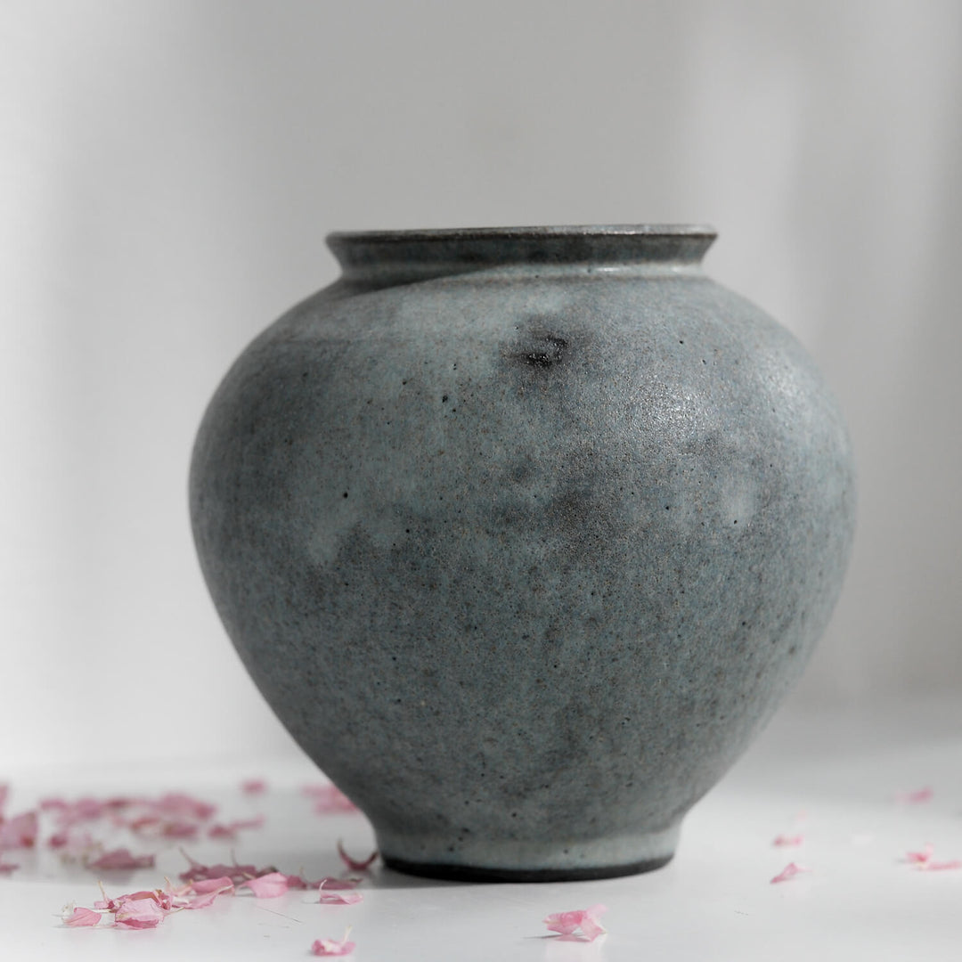 Saeam Kwon, Keramik, Vase, Moon Jar, klein | grau petrol  (SK25)