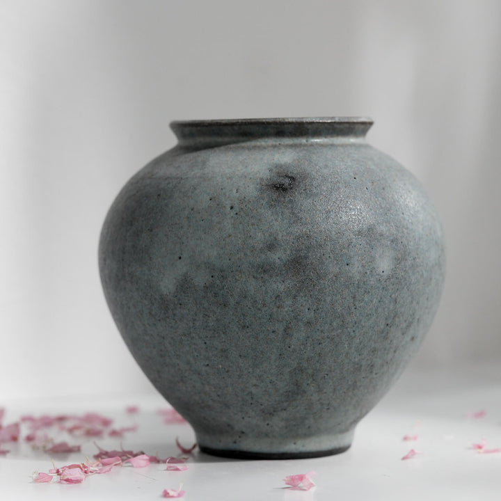 Saeam Kwon, Keramik, Vase, Moon Jar, klein | grau petrol  (SK25)