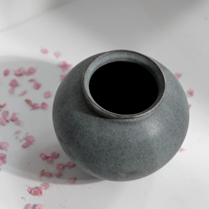 Saeam Kwon, Keramik, Vase, Moon Jar, klein | grau petrol  (SK25)