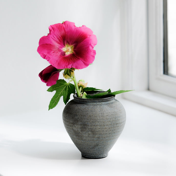 Saeam Kwon, ceramic, vase, Moon Jar, small | gray petrol (SK14)