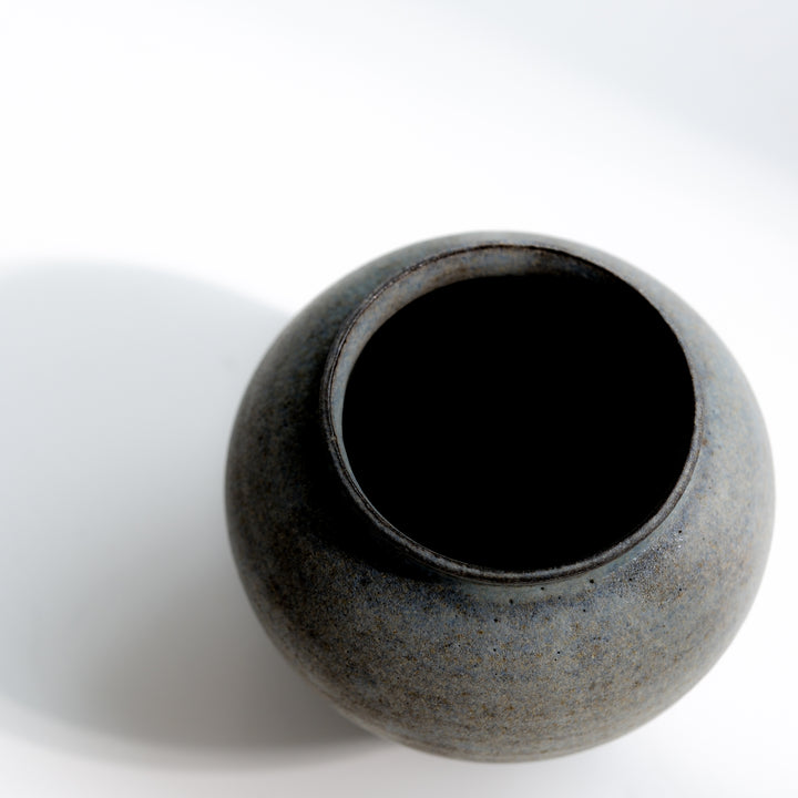 Saeam Kwon, ceramic, vase, Moon Jar, small | gray petrol (SK14)