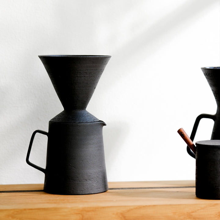 Saeam Kwon, Keramik, Kaffeekanne plus Filter, 2tlg, 350ml | matt schwarz (SK12)