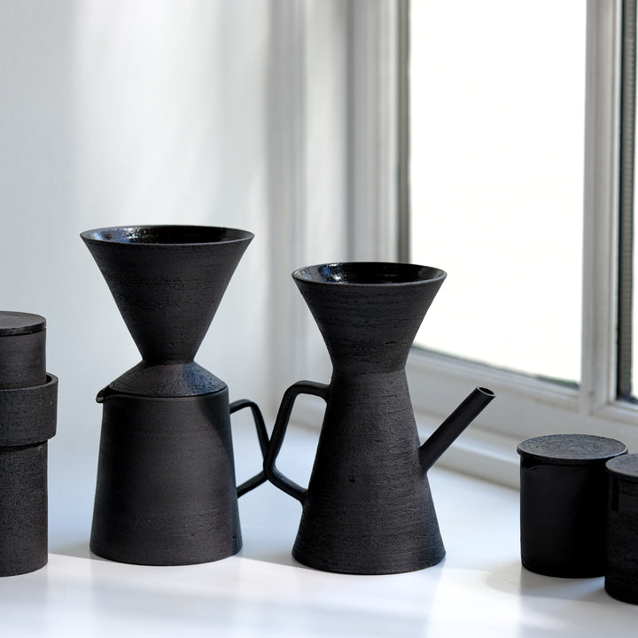 Saeam Kwon, Keramik, Kaffeekanne plus Filter, 2tlg, 350ml | matt schwarz (SK12)