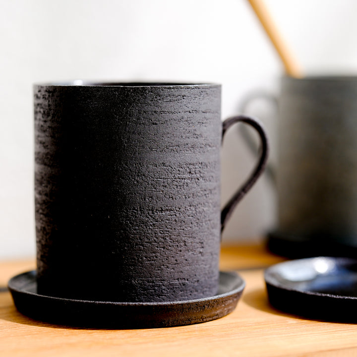 Saeam Kwon, ceramic, mug with saucer | matt black (SK08)