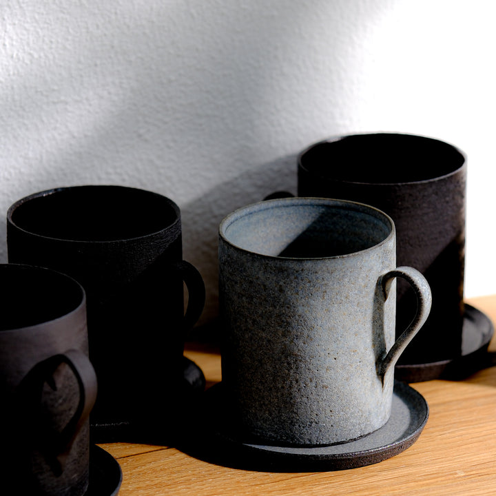 Saeam Kwon, ceramic, mug with saucer | gray petrol (SK09)