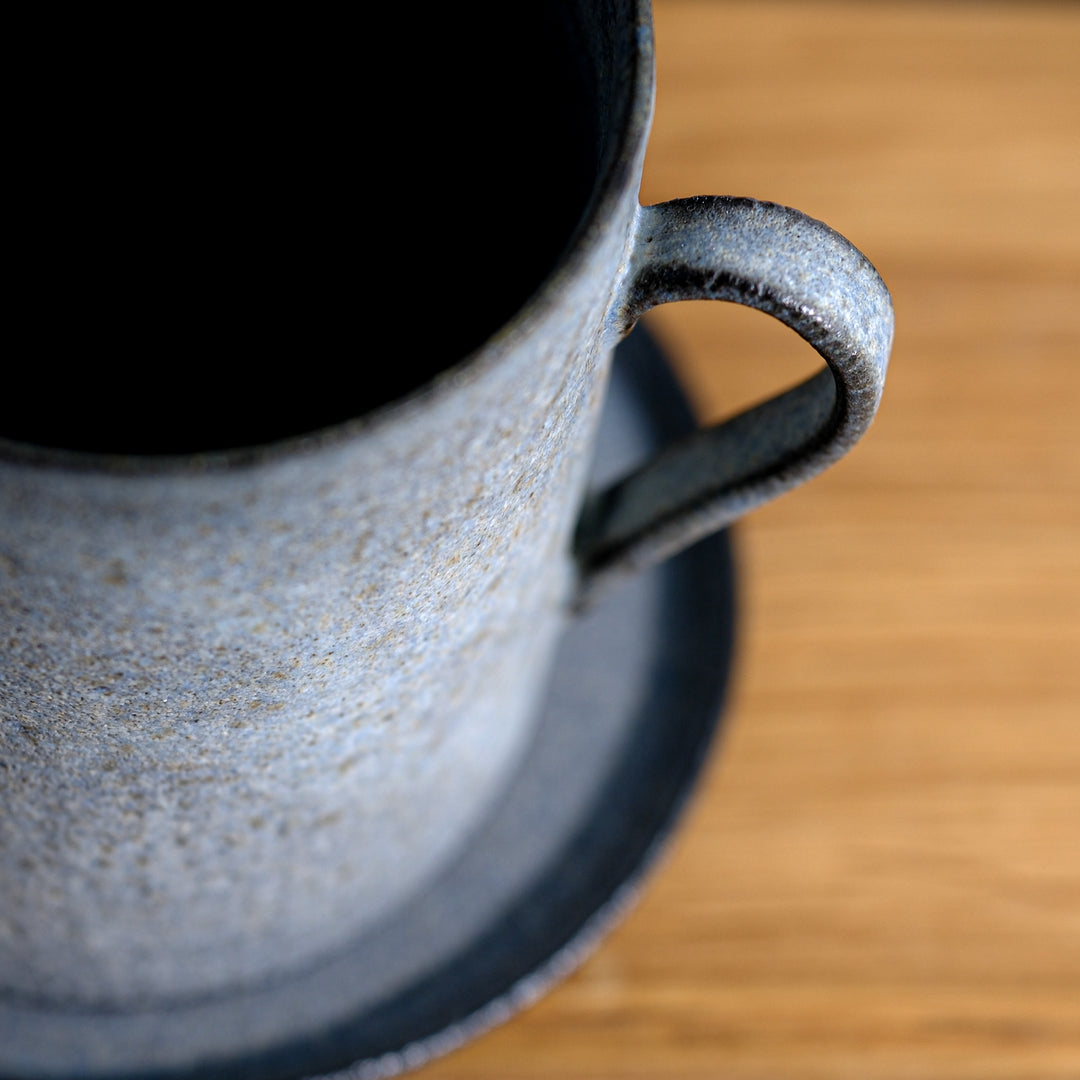 Saeam Kwon, ceramic, mug with saucer | gray petrol (SK09)