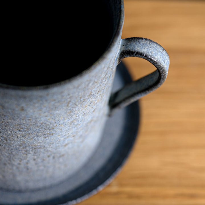 Saeam Kwon, ceramic, mug with saucer | gray petrol (SK09)
