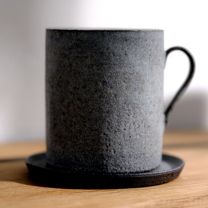 Saeam Kwon, ceramic, mug with saucer | gray petrol (SK09)