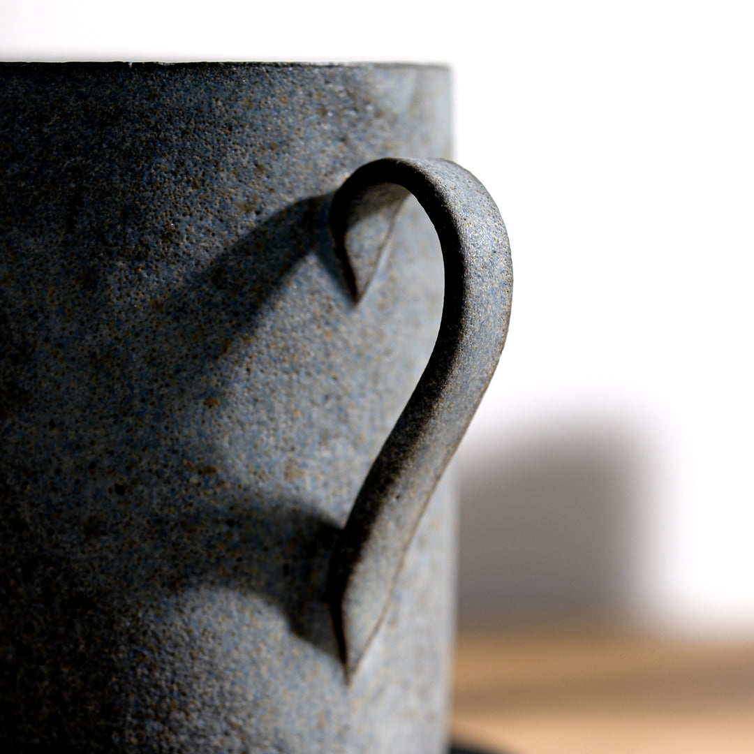 Saeam Kwon, ceramic, mug with saucer | gray petrol (SK09)