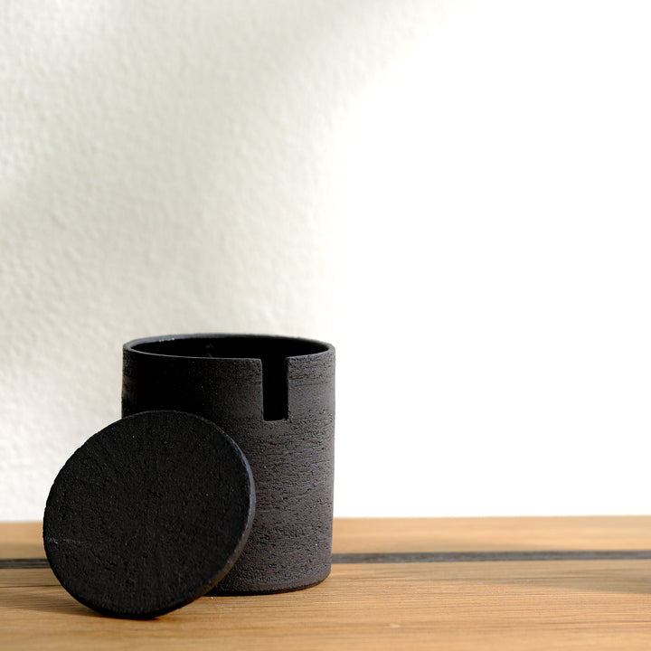 Saeam Kwon, ceramic, sugar bowl with lid | matt black (SK10)