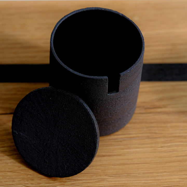 Saeam Kwon, ceramic, sugar bowl with lid | matt black (SK10)