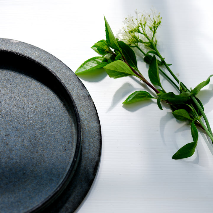 Saeam Kwon, ceramic, large dessert plate Ø 18 cm | gray petrol (SK03)