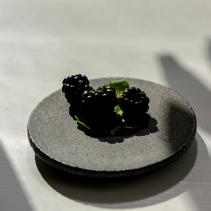 Saeam Kwon, ceramic, small dessert plate Ø 8 cm | gray petrol (SK06)