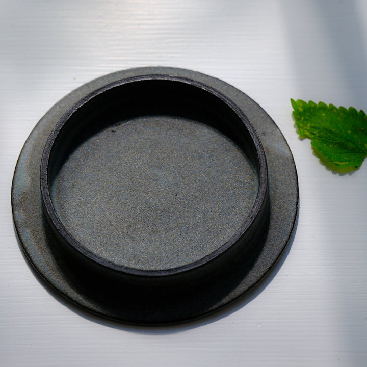 Saeam Kwon, ceramic, dessert plate Ø 12.5 cm | gray petrol (SK05)