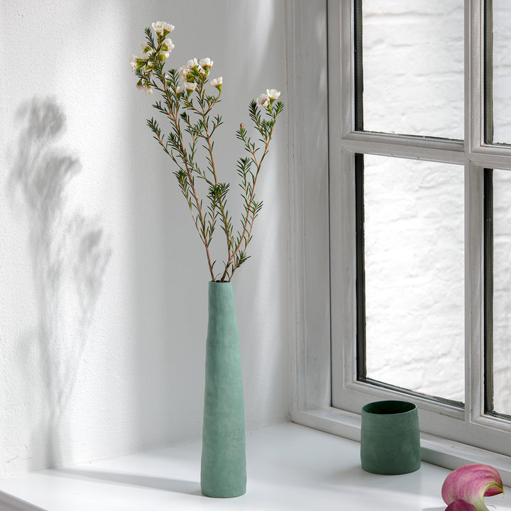 Silke Wellmeier, Vase Porzellan | 25cm, blaugrün (SW36)