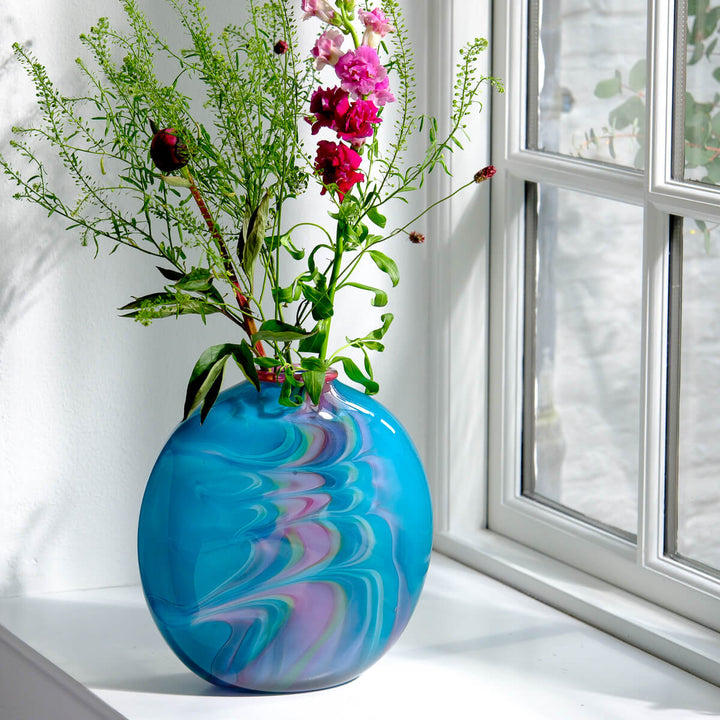 Barbara Ebner von Eschenbach, Glasvase Ellipse petrol | 26cm, (BE53)