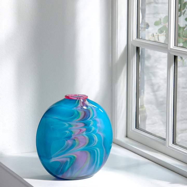 Barbara Ebner von Eschenbach, Glasvase Ellipse petrol | 26cm, (BE53)