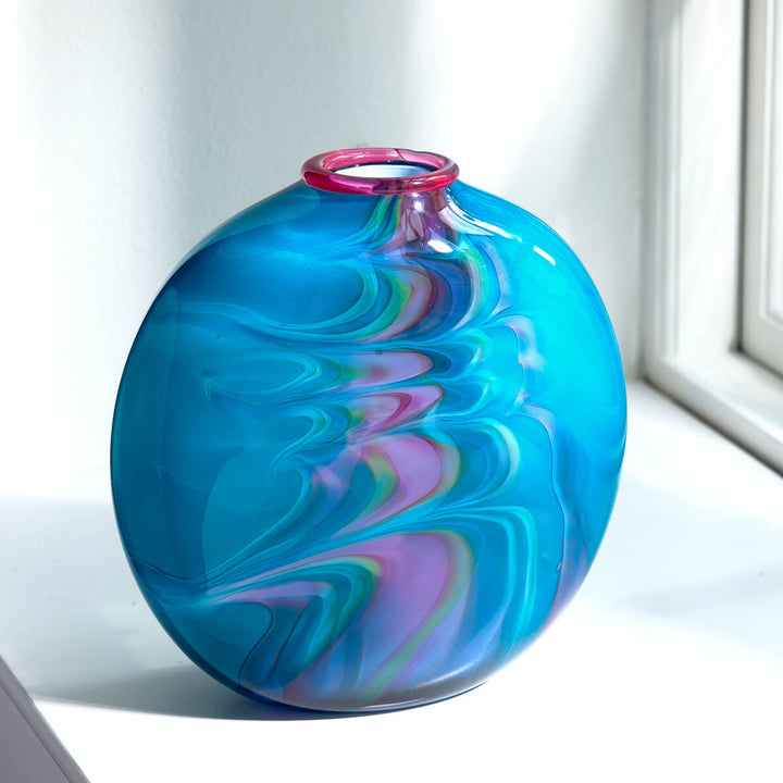 Barbara Ebner von Eschenbach, Glasvase Ellipse petrol | 26cm, (BE53)
