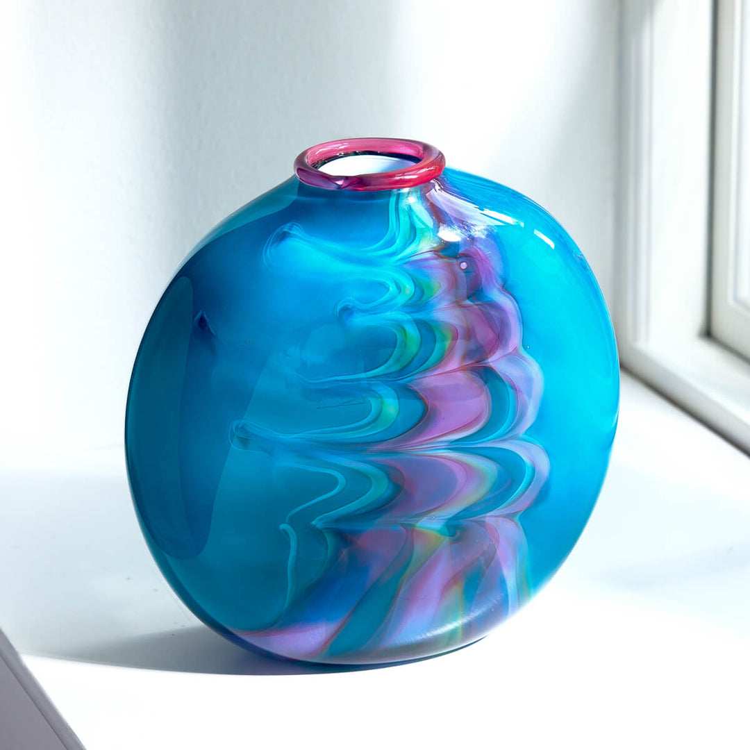 Barbara Ebner von Eschenbach, Glasvase Ellipse petrol | 26cm, (BE53)