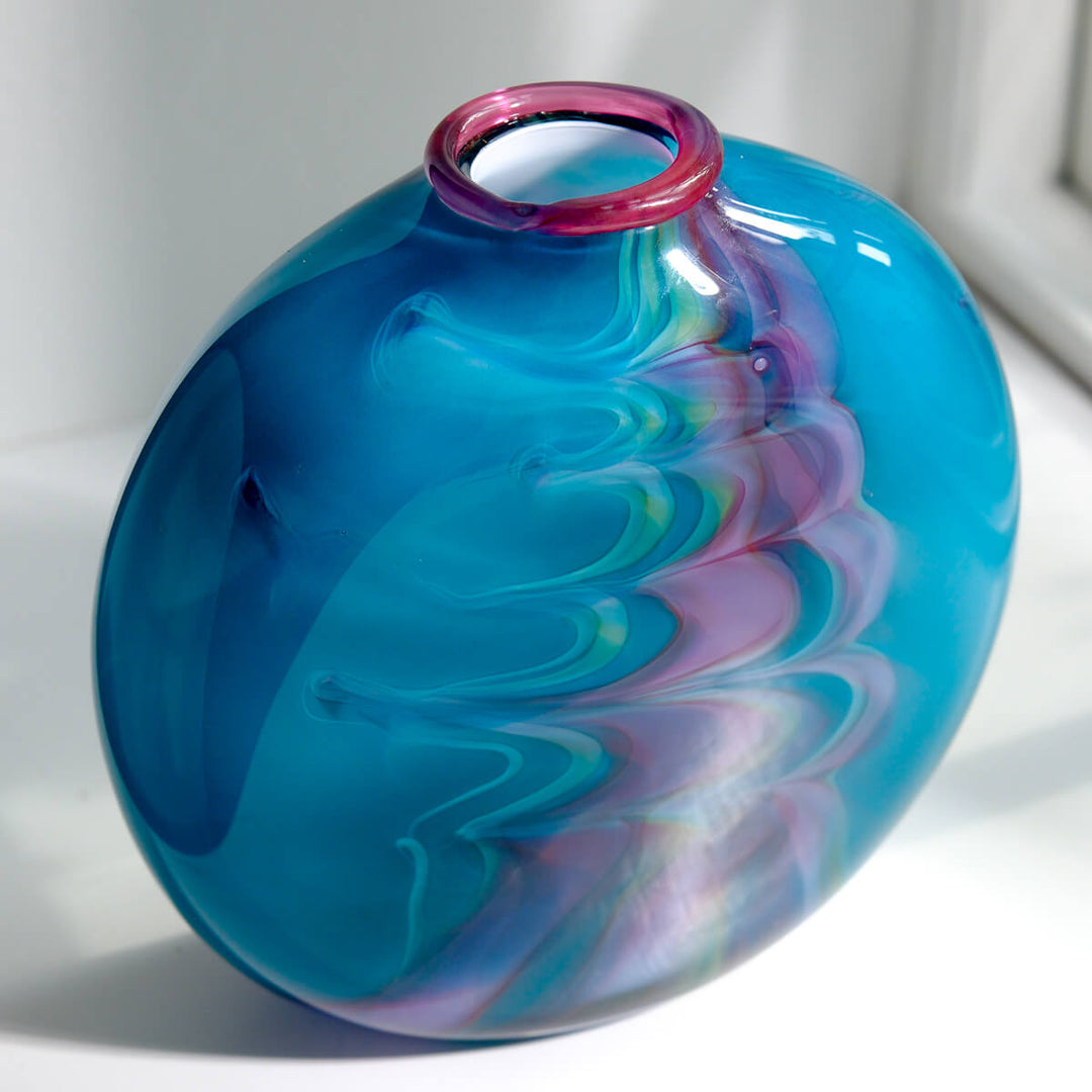 Barbara Ebner von Eschenbach, Glasvase Ellipse petrol | 26cm, (BE53)