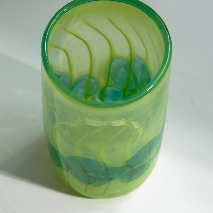 Barbara Ebner von Eschenbach, Glas Vase, 20 cm, zylindrisch | saatgrün-petrol (BE40)