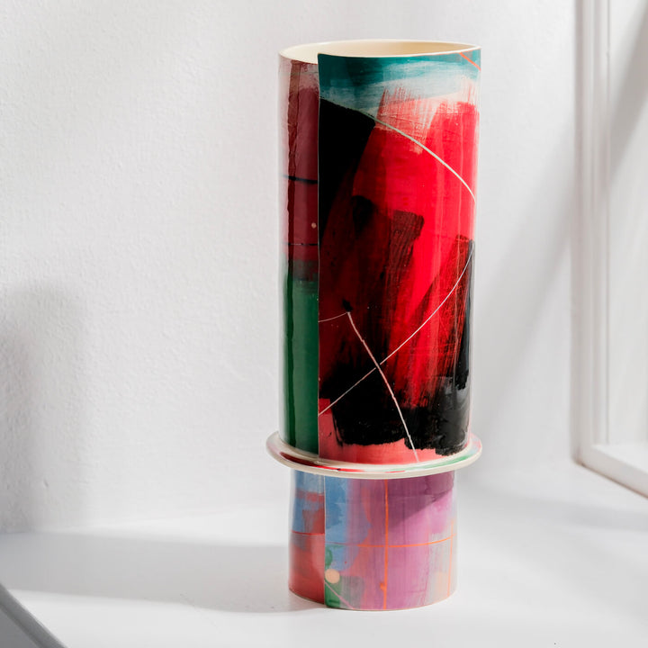 Elke Sada, Vase, handgefertigt, Steingut | farbenfroh (ES07)