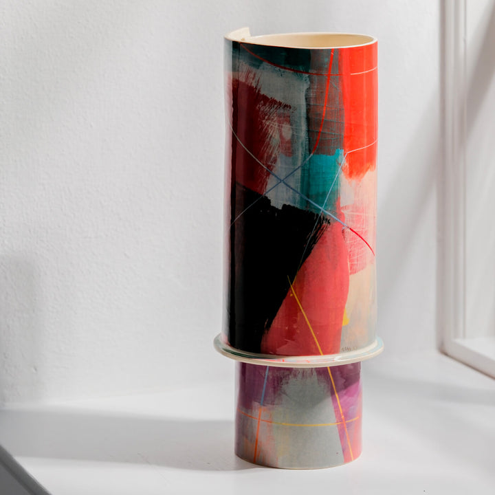 Elke Sada, Vase, handgefertigt, Steingut | farbenfroh (ES07)