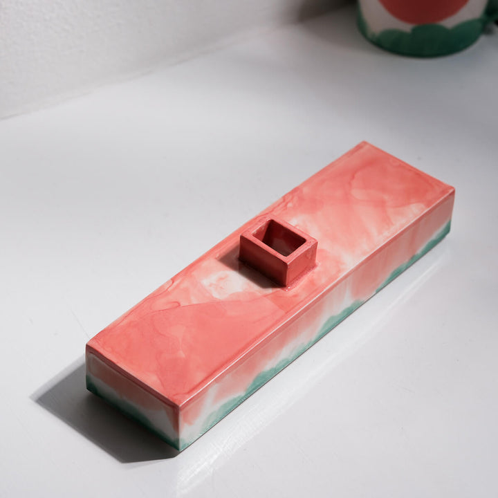 Masayoshi Oya, Vase, handgefertigt, Porzellan | orange grün (MO16)