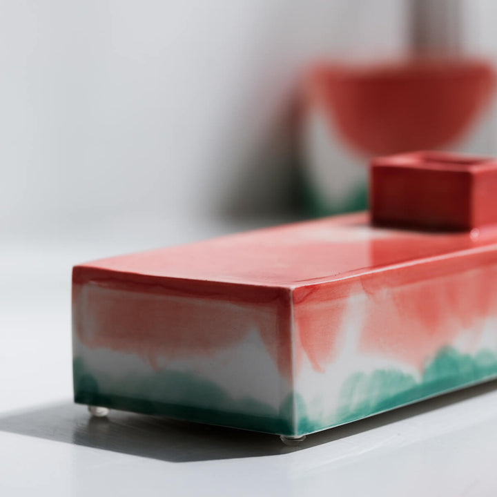 Masayoshi Oya, Vase, handgefertigt, Porzellan | orange grün (MO16)