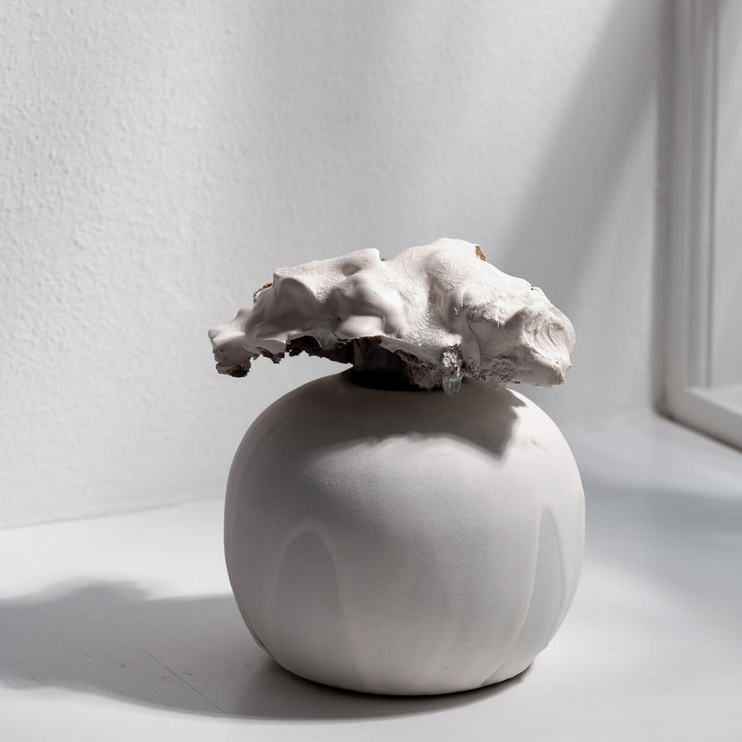 Masayoshi Oya, Vase, handgefertigt, Steinzeug | weiss (MO12)