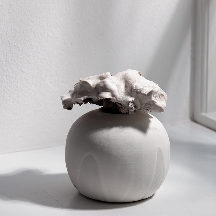 Masayoshi Oya, Vase, handgefertigt, Steinzeug | weiss (MO12)