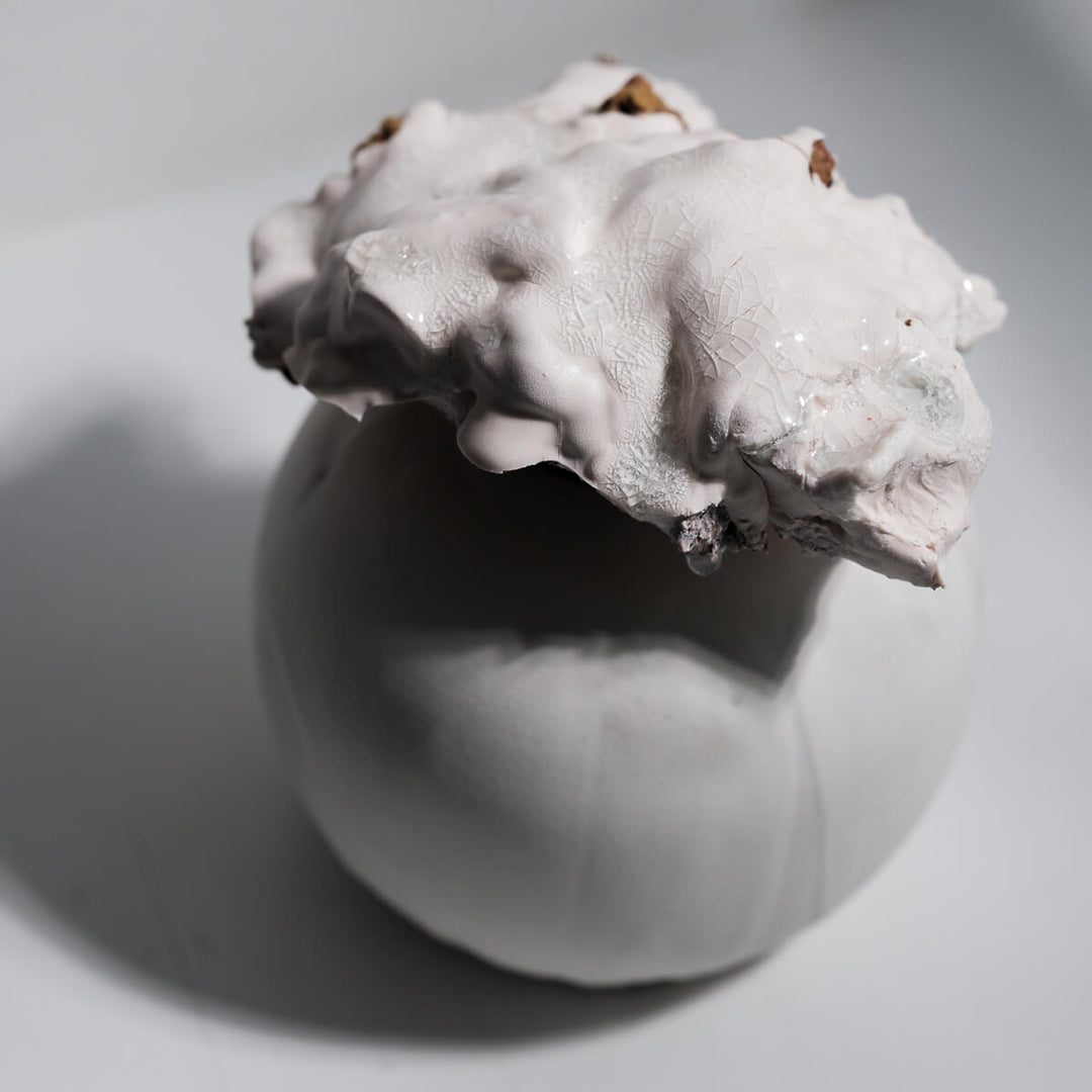 Masayoshi Oya, Vase, handgefertigt, Steinzeug | weiss (MO12)