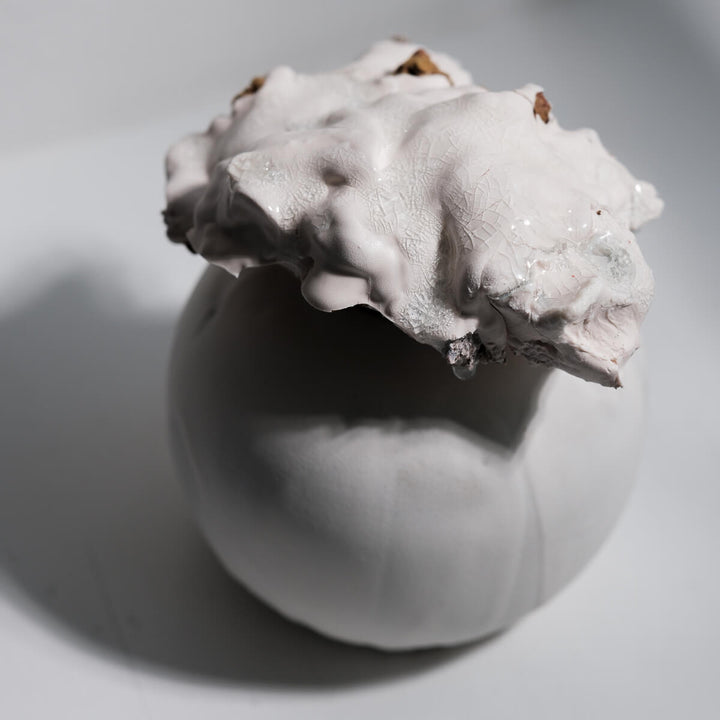 Masayoshi Oya, Vase, handgefertigt, Steinzeug | weiss (MO12)