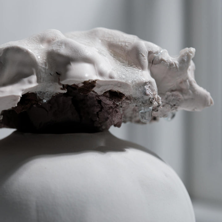 Masayoshi Oya, Vase, handgefertigt, Steinzeug | weiss (MO12)